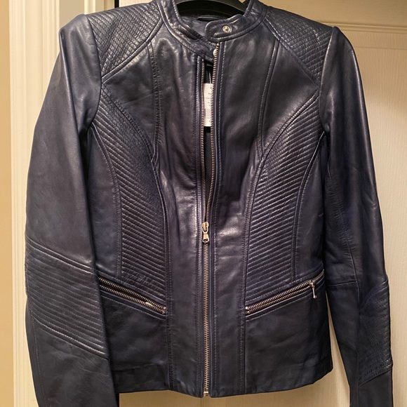 Danier Leather navy Selah jacket XXS - Picture 1 of 5
